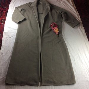 Vintage Zoran taupe 100% wool open front coat